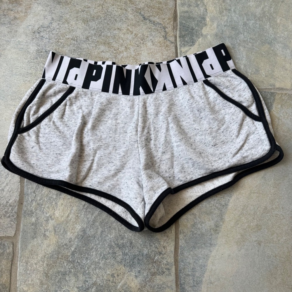 Y2K PINK Victoria's Secret Logo Waistband Lounge Shorts Size L Micro Mini